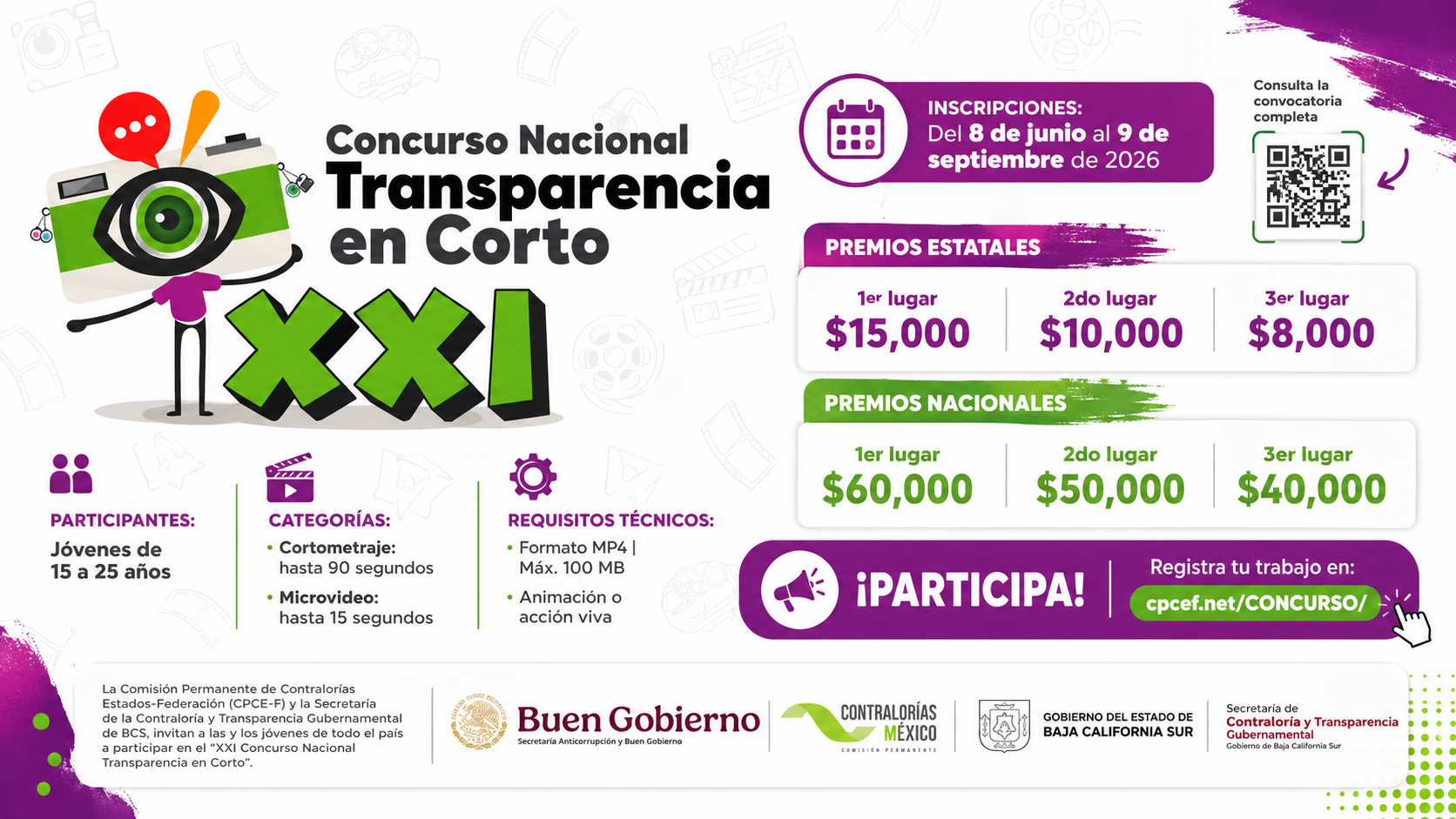 Portada de Abren convocatoria del XXI Concurso Estatal Transparencia en Corto 2026